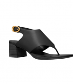 Black Leather Kya Flex Mid Thong Sandal