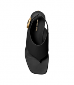 Black Leather Kya Flex Mid Thong Sandal