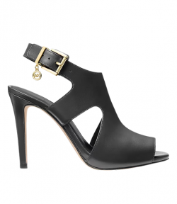 Black Leather Harper Heeled Sandal