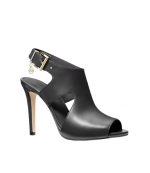 Black Leather Harper Heeled Sandal