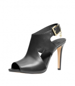 Black Leather Harper Heeled Sandal