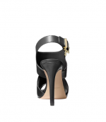 Black Leather Harper Heeled Sandal