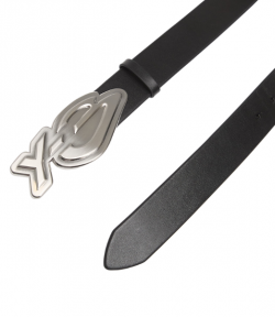 Black Leather Y-3 Logo Belt
