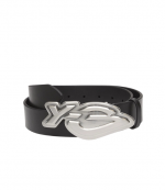 Black Leather Y-3 Logo Belt