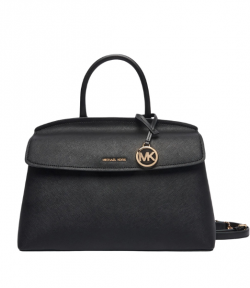 Black Leather Landry Md Th Satchel Bag