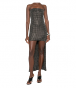 Black High-Low Strapless Dress W/ Allover Hotfix