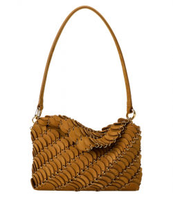 Camel/Gold Suede Leather Paco Clutch Handbag