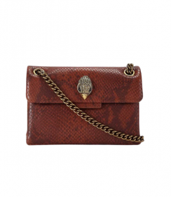 Brown Snake Print Leather Mini Kensington Bag