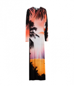 Maxi Dress in Thunderstorm-Printed Second-Skin Jersey
