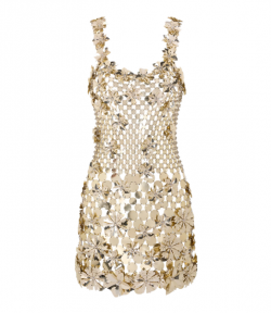 Mini dress in bi-color assemblage with flower details