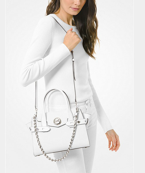 Carmen White Leather Satchel Bag