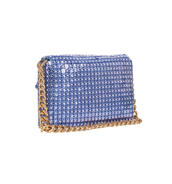 Mid Blue SM Party Flower Shoulder Bag