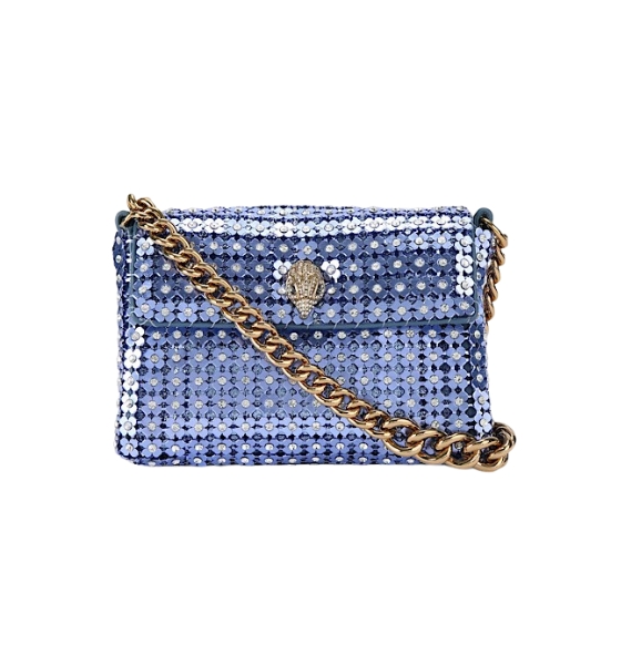Mid Blue Mini Party Flowers Crossbody Bag