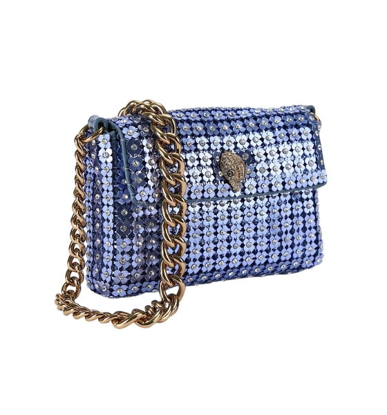 Mid Blue Mini Party Flowers Crossbody Bag
