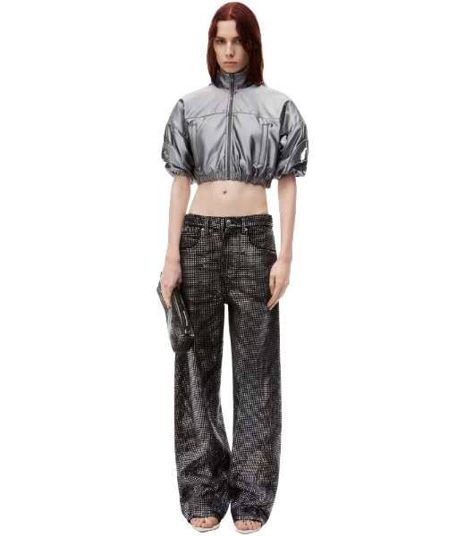 Cropped Earl Grey Track Jacjet With Piping