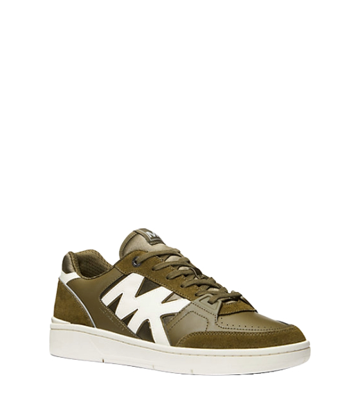 Rebel Lace Up Shiny Lycra Olive Sneaker