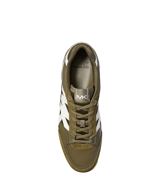 Rebel Lace Up Shiny Lycra Olive Sneaker