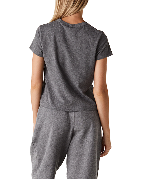 Silver Glitter Essential Jersey Shrunk Tee With Puff Logo