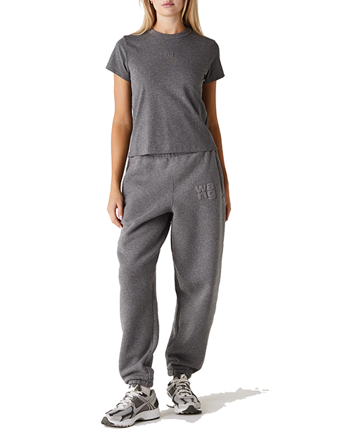 Silver Glitter Essential Jersey Shrunk Tee With Puff Logo