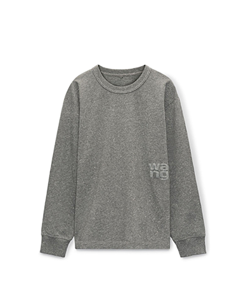 Silver Glitter Essential Jersey LS Tee With Puff   Logo