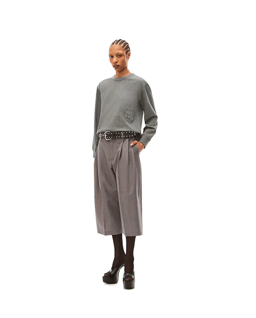 Silver Glitter Essential Jersey LS Tee With Puff   Logo