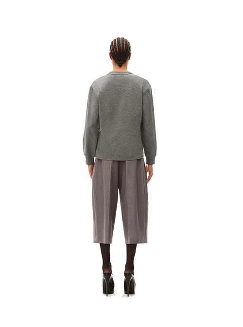 Silver Glitter Essential Jersey LS Tee With Puff   Logo