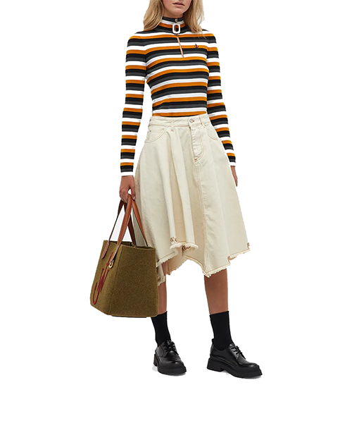 Asymmetric Logo Hem Skirt