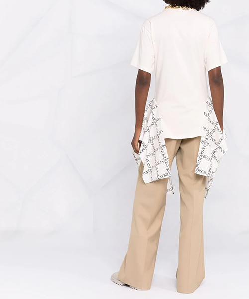 Logo Grid Draped Hem T-Shirt