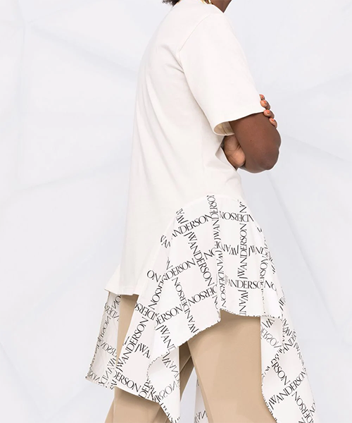 Logo Grid Draped Hem T-Shirt
