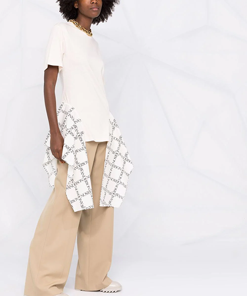 Logo Grid Draped Hem T-Shirt