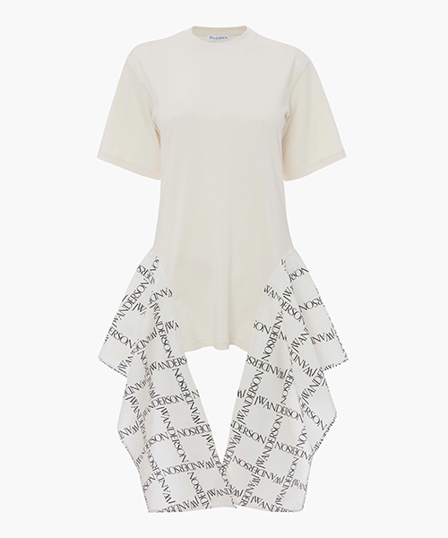 Logo Grid Draped Hem T-Shirt