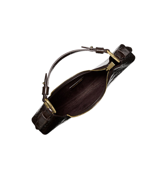 Chocolate Koa Md Embossed Leather Shoulder Bag