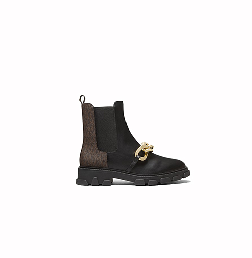 Scarlett Black Brown Leather Bootie