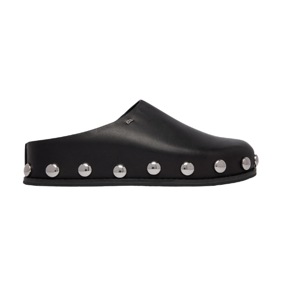 Black Leather Dome Studs Hensley Mule