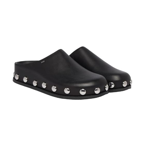 Black Leather Dome Studs Hensley Mule