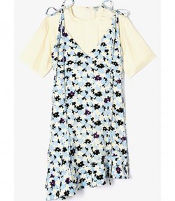 KENZO ASYMMETRIC SLIP RUFFLED DRESS