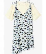 KENZO ASYMMETRIC SLIP RUFFLED DRESS
