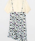 KENZO ASYMMETRIC SLIP RUFFLED DRESS