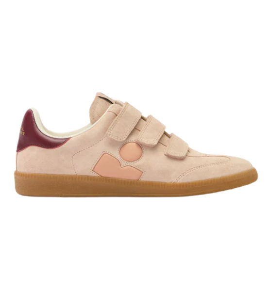 Pale Pink-Peach beth Low-Top Suede and Leather Sneakers