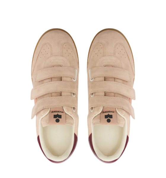 Pale Pink-Peach beth Low-Top Suede and Leather Sneakers