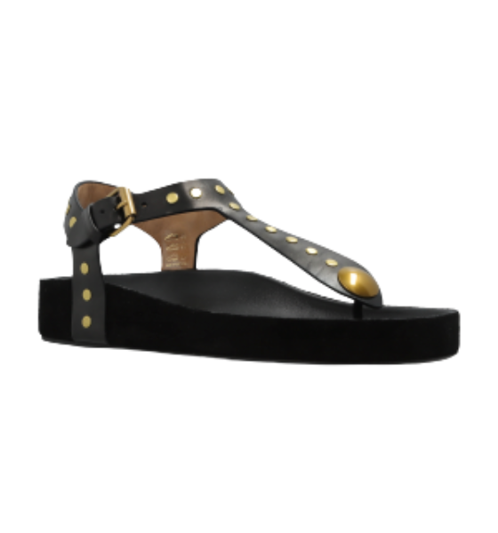 Black Leather Enore Sandals