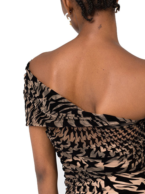 Nude Black Suede Stars Dress