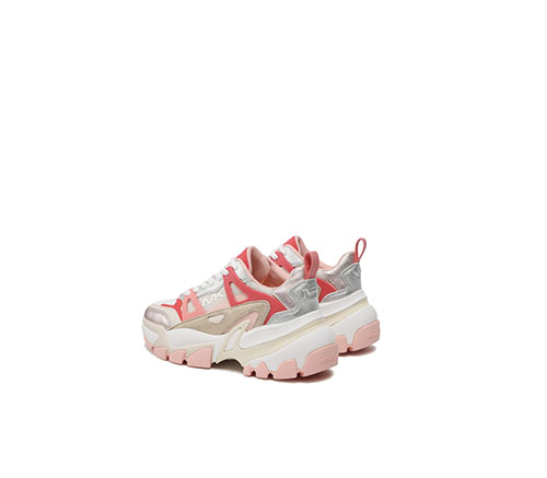 Soft Pink Multi Nick Trainer Metallic Suede