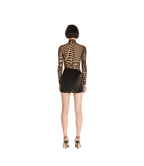Nude Black Suede Stars Top