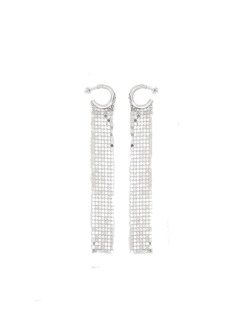 Pixel Silver Long Hoop