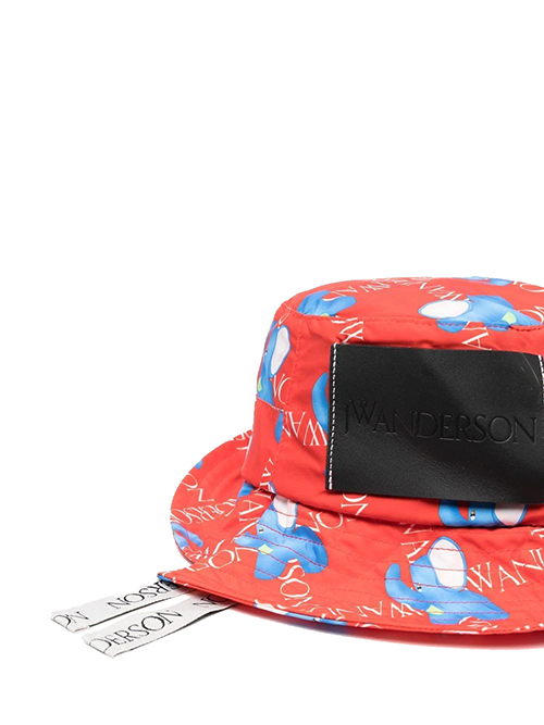 Red Assymetric Bucket Hat