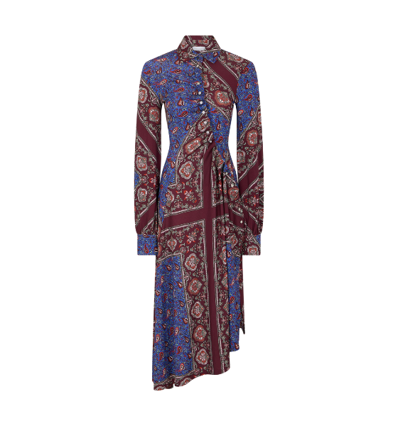 Purple Bandana Paisley Scarf Bi Robe Long Dress