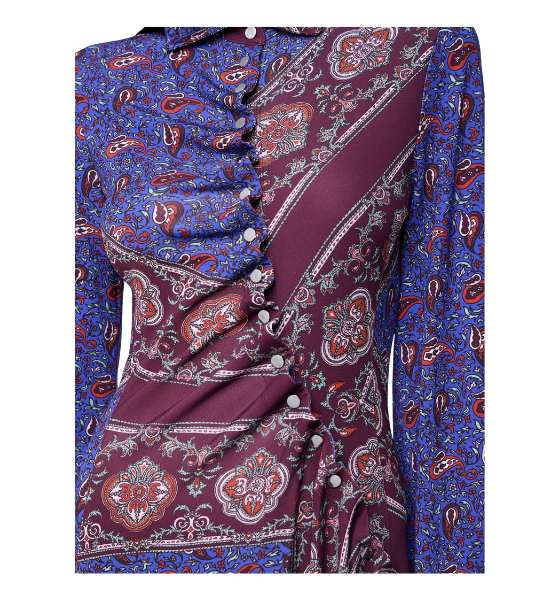 Purple Bandana Paisley Scarf Bi Robe Long Dress