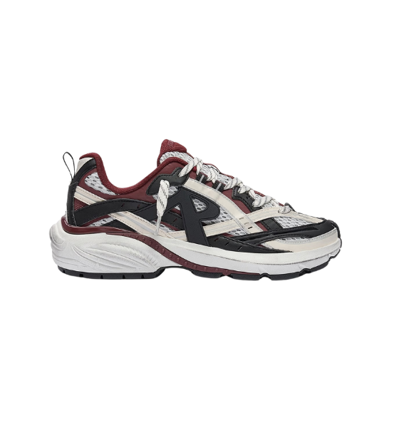 White/Black/Maroon Storm Runner Distressed Sneaker