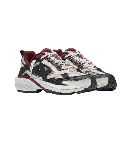 White/Black/Maroon Storm Runner Distressed Sneaker